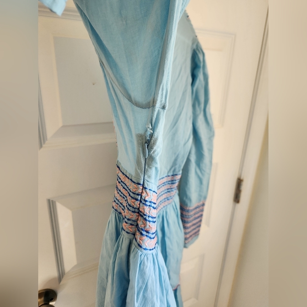 Celia Womens Blue Maxi Dress Tiered Long Sleeve Size S READ #D3 - Picture 8 of 8